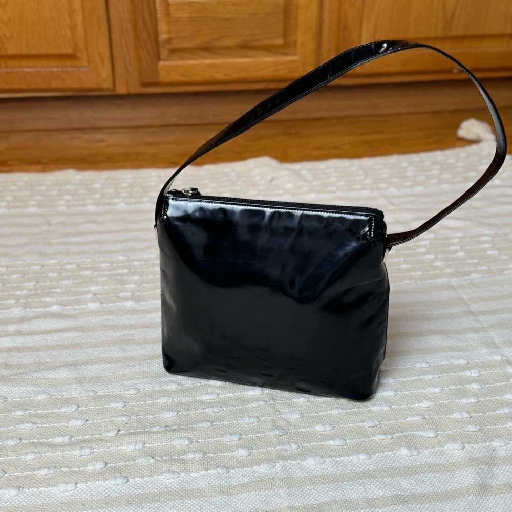 Gianni Versace vintage black patent leather tote shoulder bag silver hardware - Picture 5 of 16